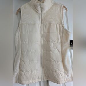 NWT Sz M Fila Sport Women's Tru-Warm Quilted Faux Fur Vest Ivory